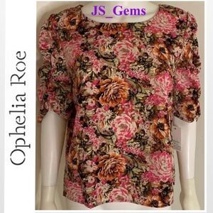 New Pink Floral Plus 3X Blouse Top